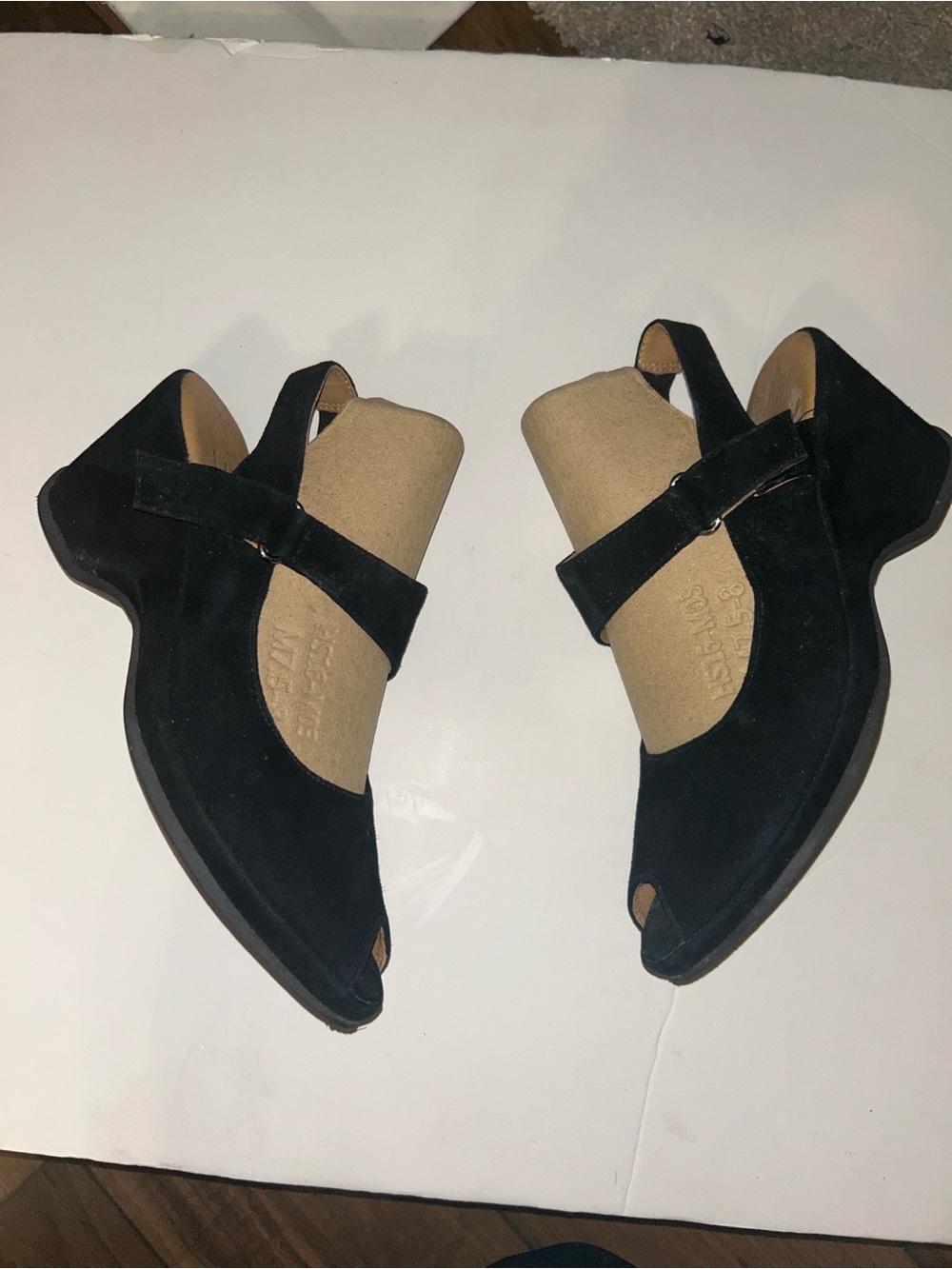 Women's Black Suede Mary Jane Heels - Classic Comfort